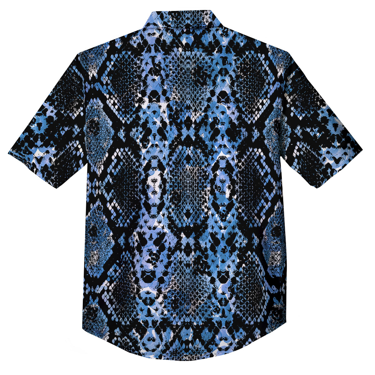 Snakeskin Black And Blue Print Button Up Shirt-grizzshop
