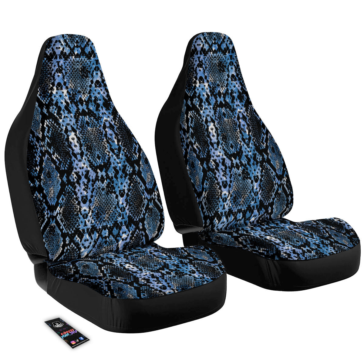 Snakeskin Black And Blue Print Car Seat Covers-grizzshop
