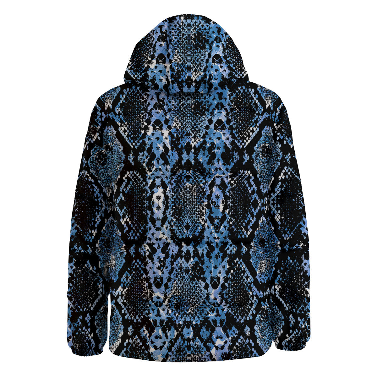 Snakeskin Black And Blue Print Down Jacket-grizzshop