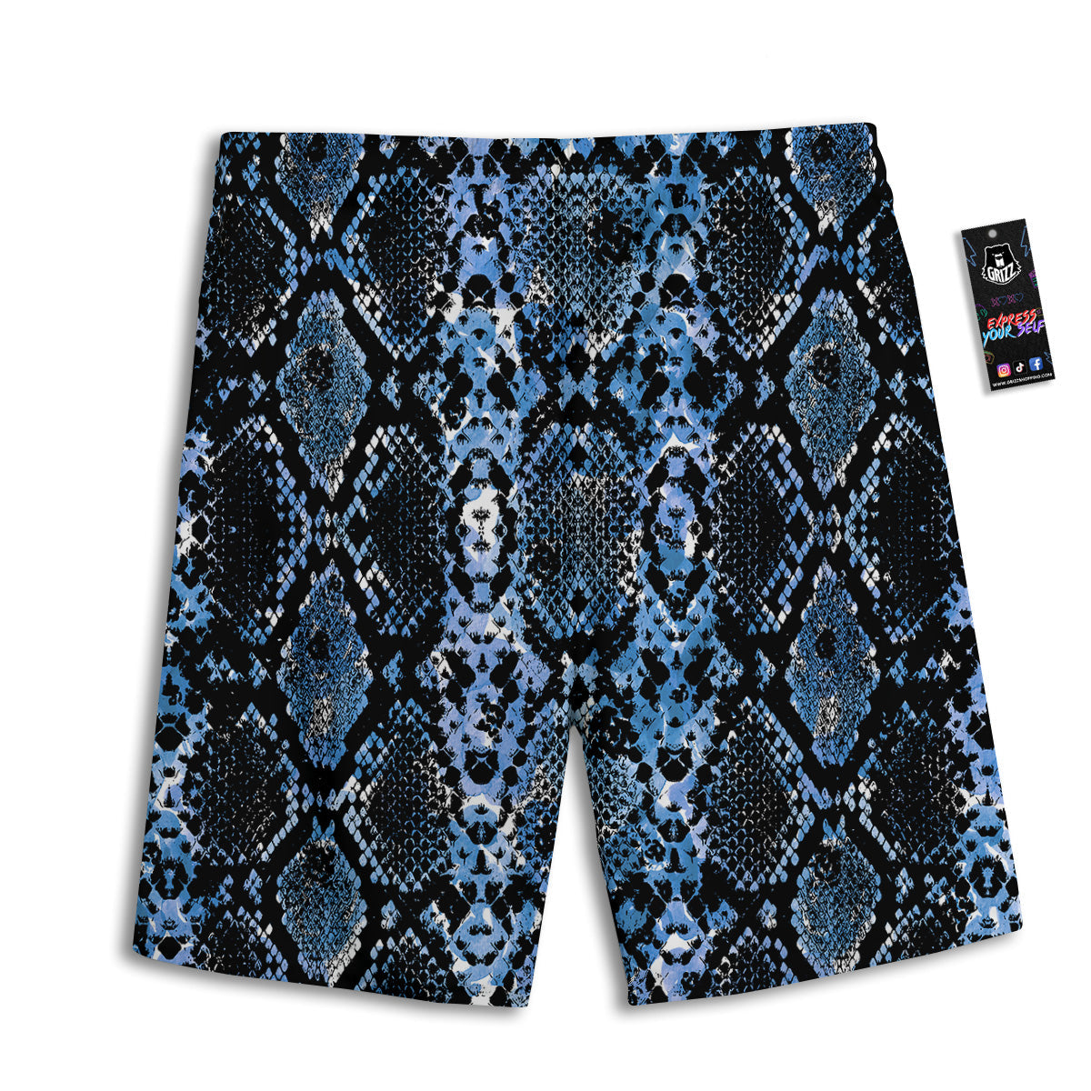 Snakeskin Black And Blue Print Men's Athletic Shorts