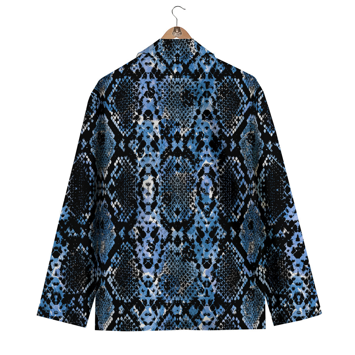 Snakeskin Black And Blue Print Men's Blazer-grizzshop