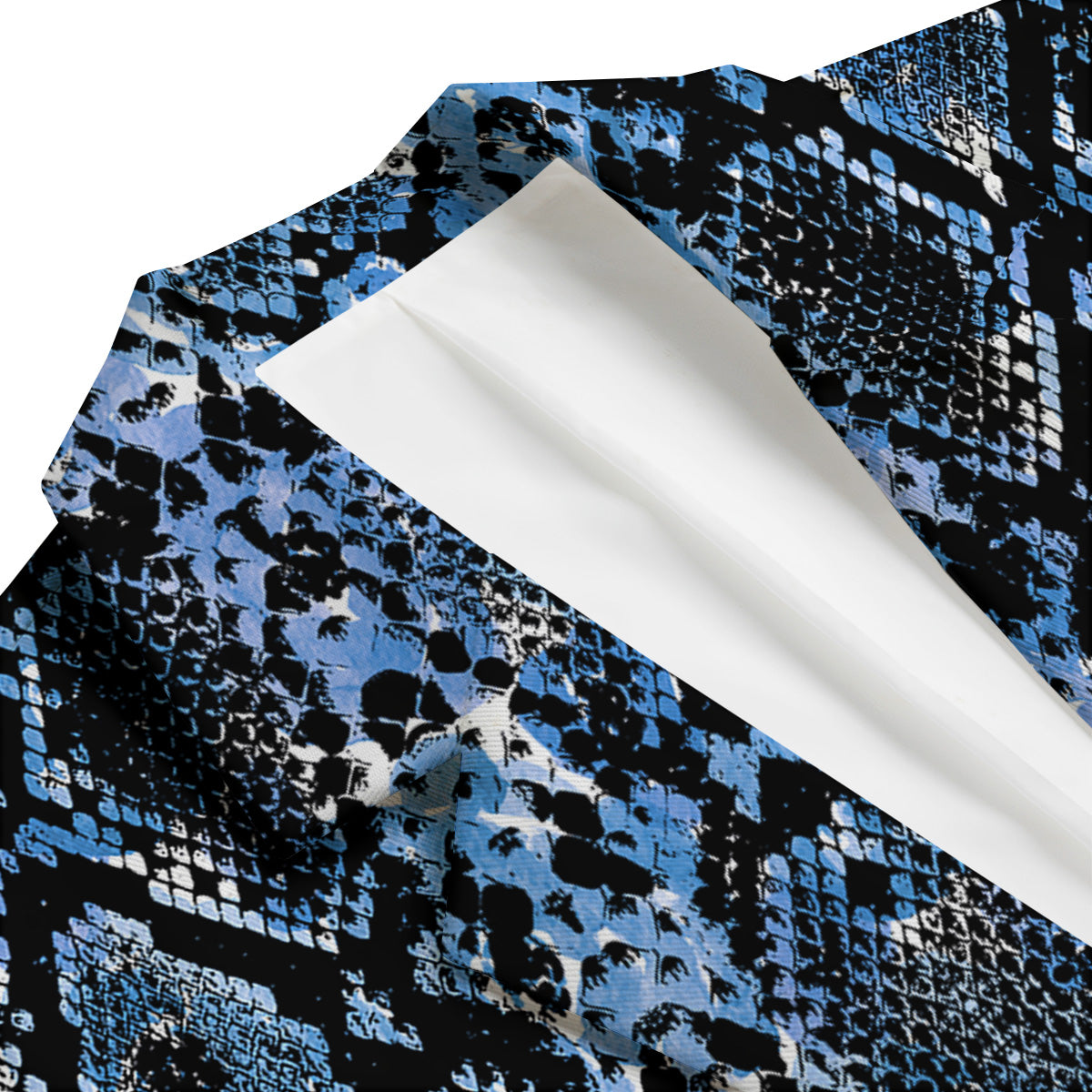 Snakeskin Black And Blue Print Men's Blazer-grizzshop