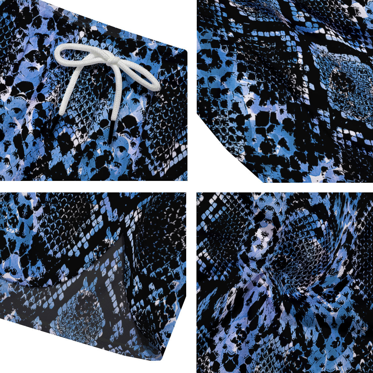 Snakeskin Black And Blue Print Men's Running Shorts-grizzshop