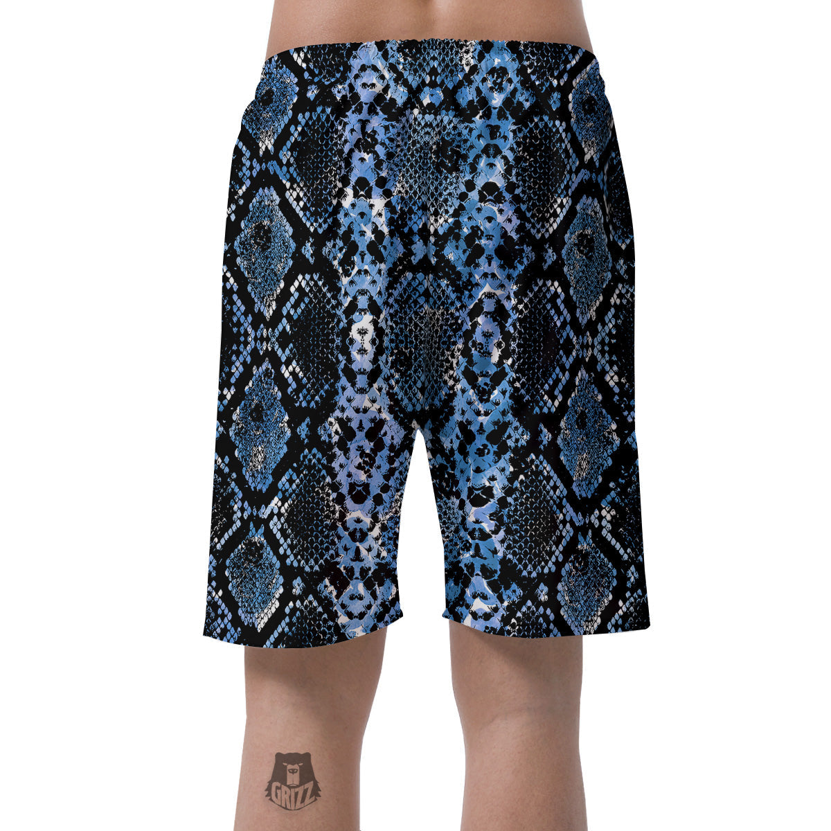 Snakeskin Black And Blue Print Men's Shorts-grizzshop