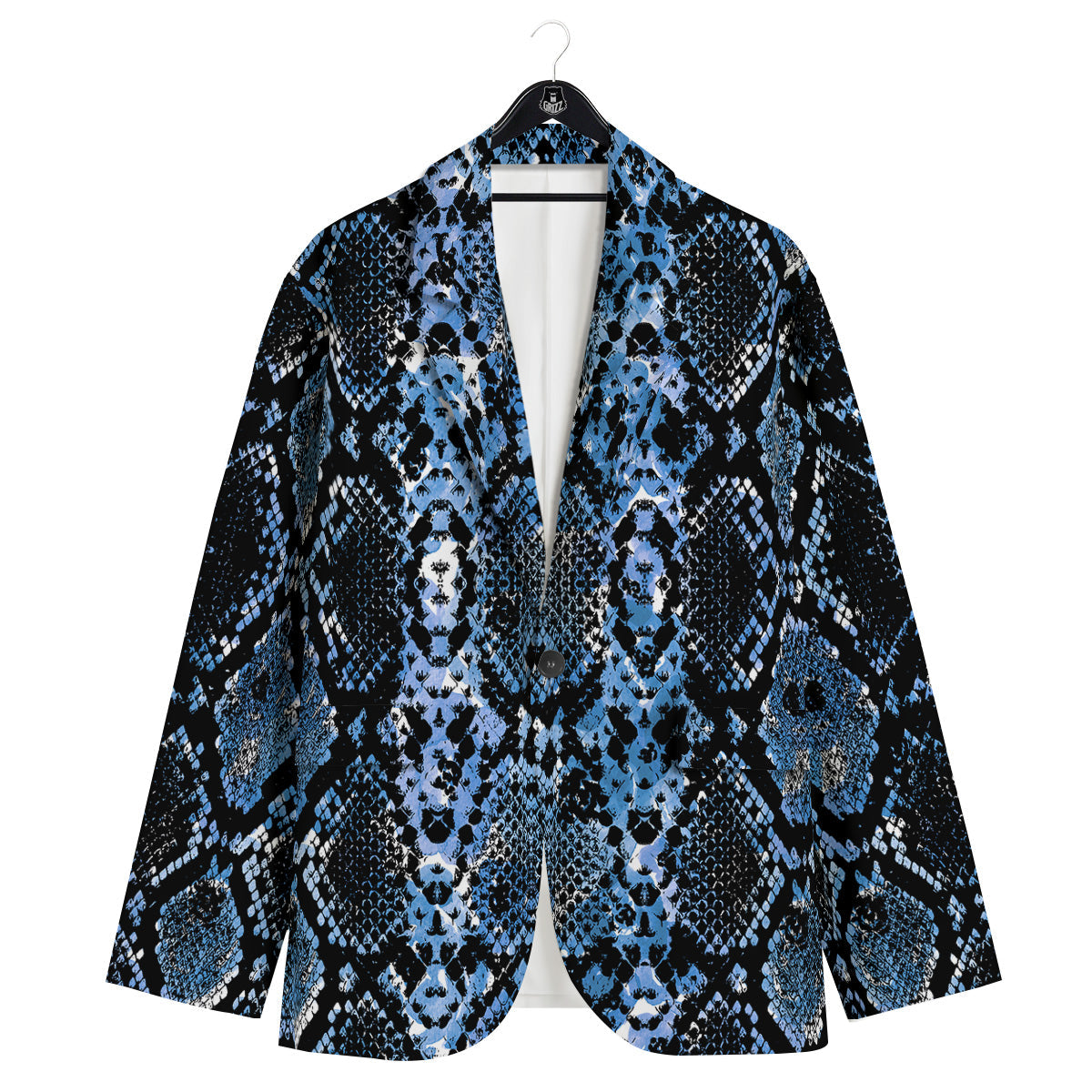 Snakeskin Black And Blue Print Men's Sport Coat-grizzshop