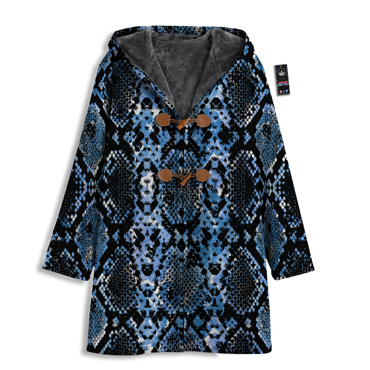 Snakeskin Black And Blue Print Men's Windbreaker Jacket-grizzshop