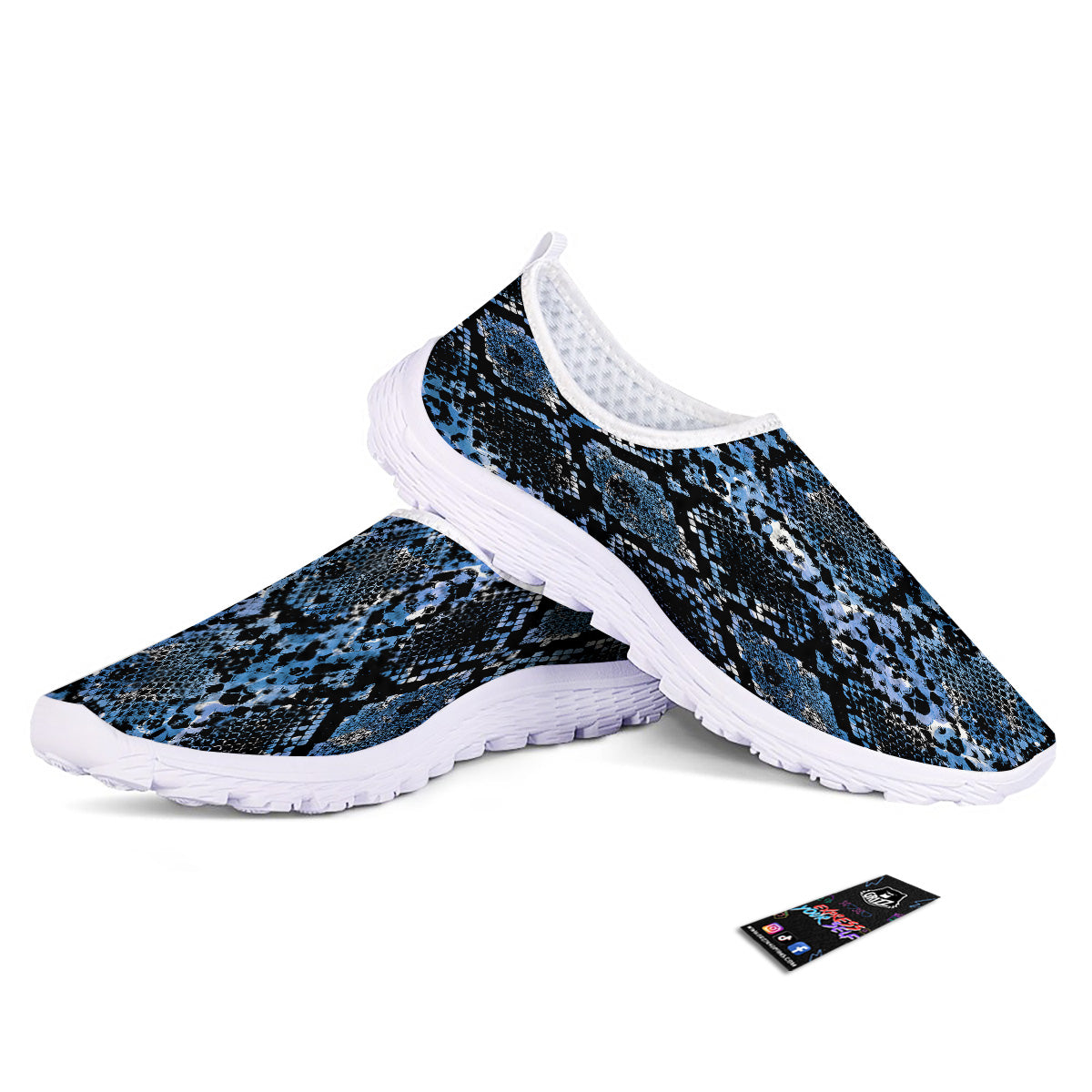 Snakeskin Black And Blue Print Nurse Shoes-grizzshop