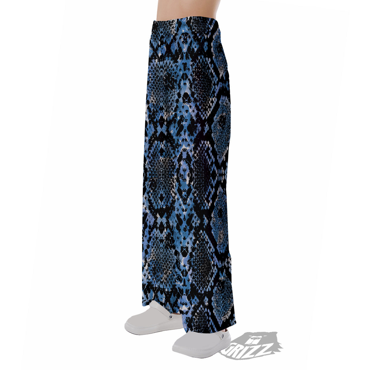 Snakeskin Black And Blue Print Pajama Pants-grizzshop