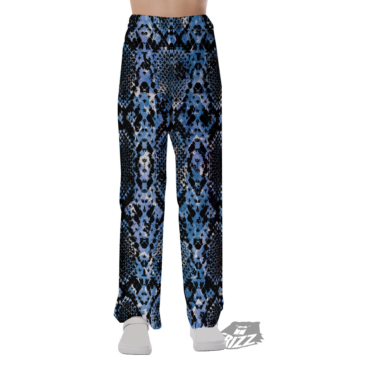 Snakeskin Black And Blue Print Pajama Pants-grizzshop