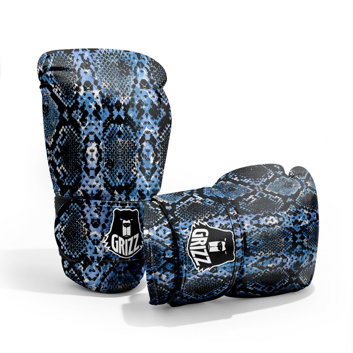 Snakeskin Black And Blue Print Pro Boxing Glove