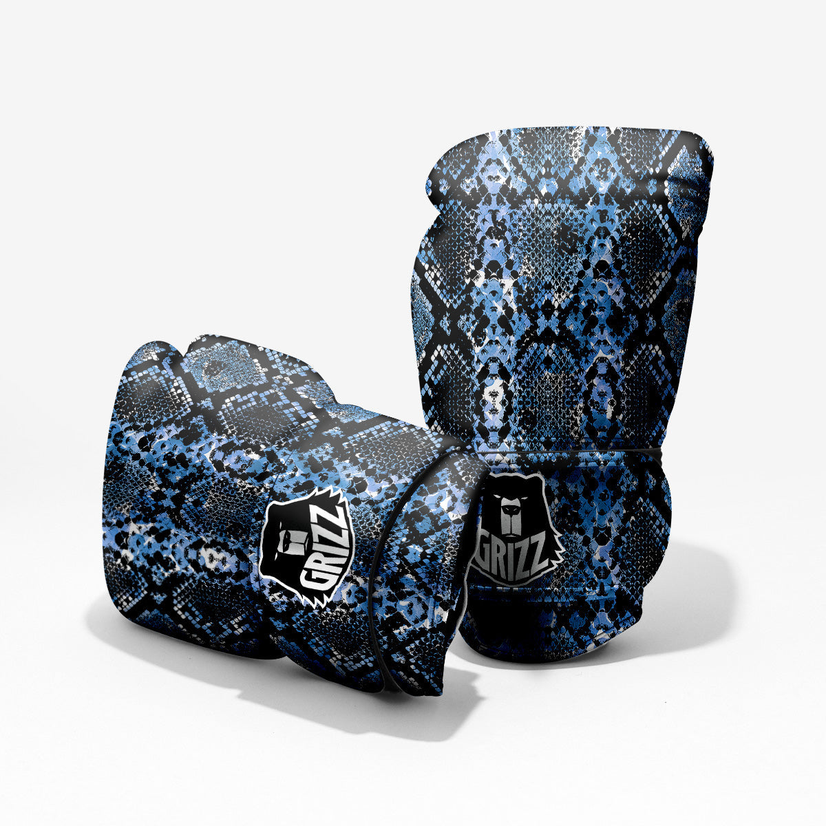 Snakeskin Black And Blue Print Pro Boxing Glove