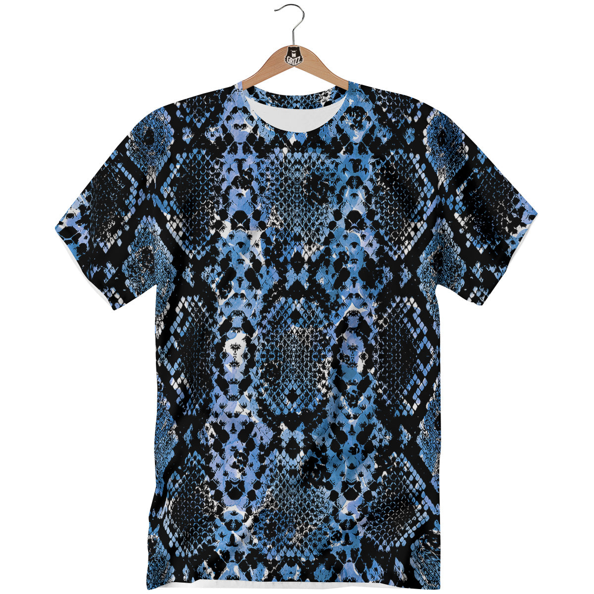 Snakeskin Black And Blue Print T-Shirt-grizzshop