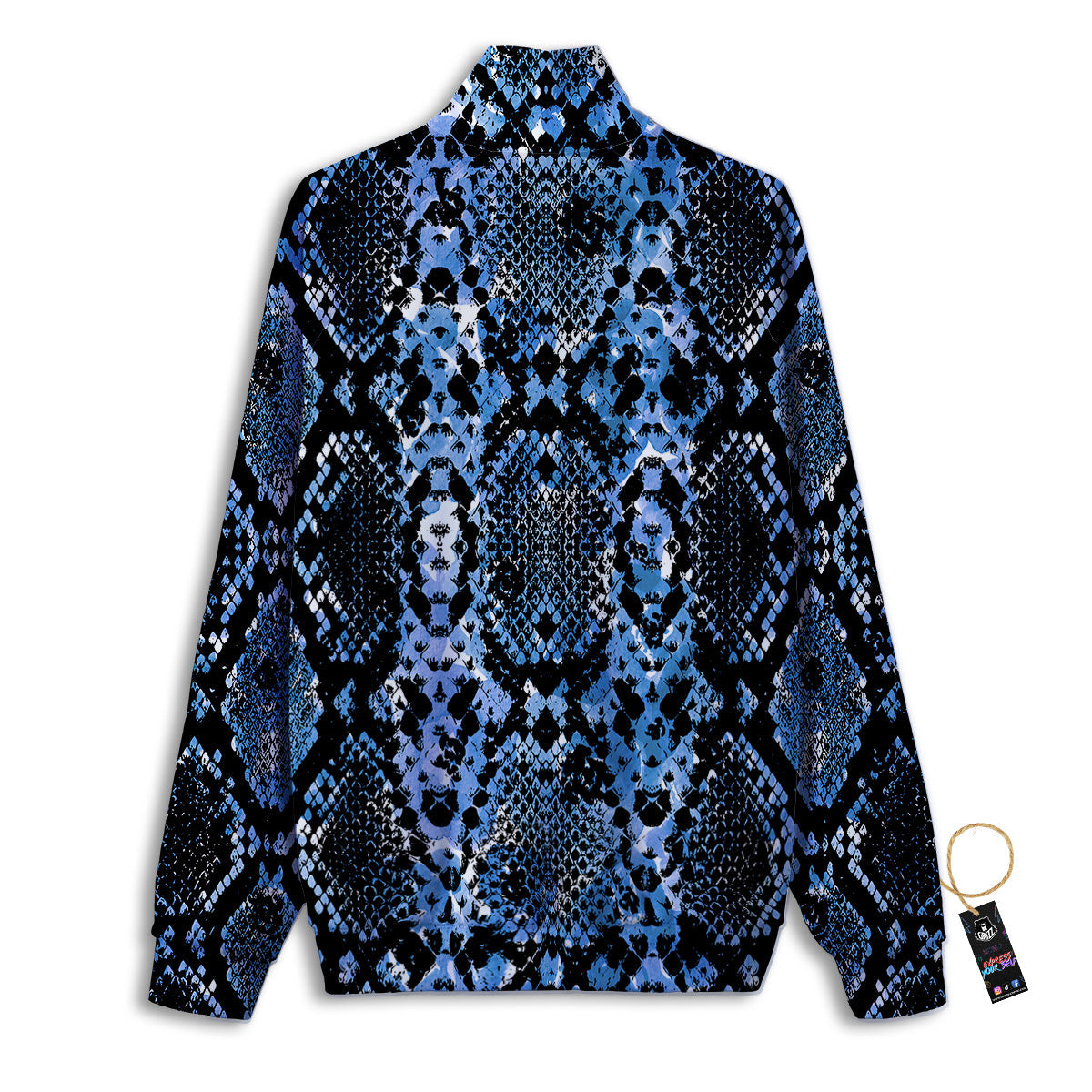 Snakeskin Black And Blue Print Track Jacket-grizzshop