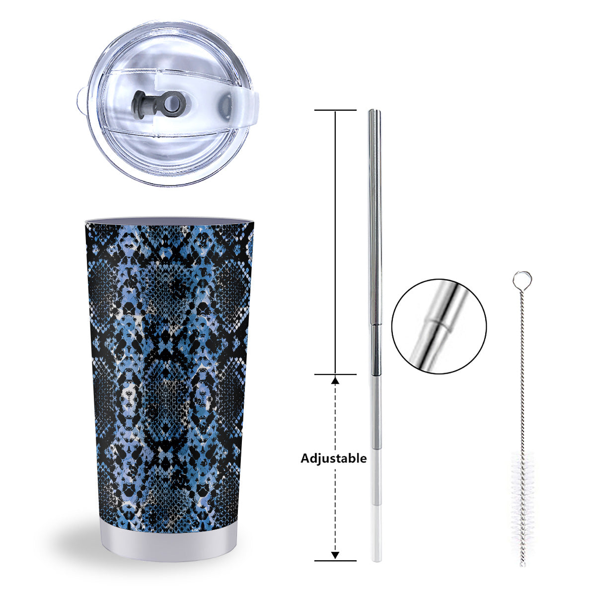 Snakeskin Black And Blue Print Tumbler-grizzshop