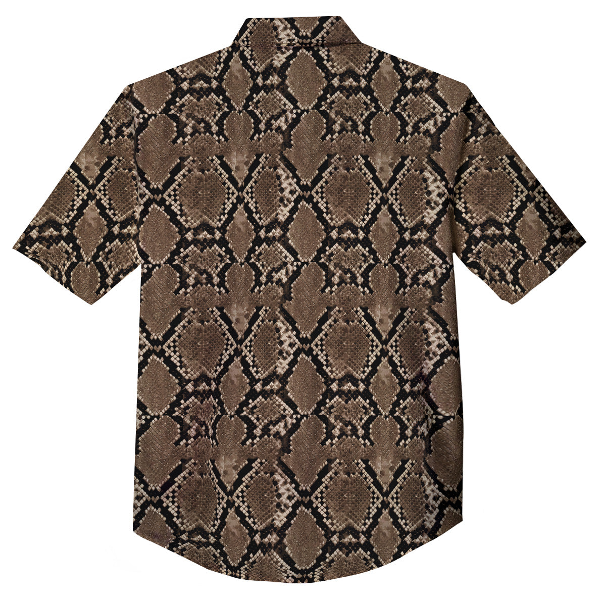 Snakeskin Black And Brown Print Button Up Shirt-grizzshop