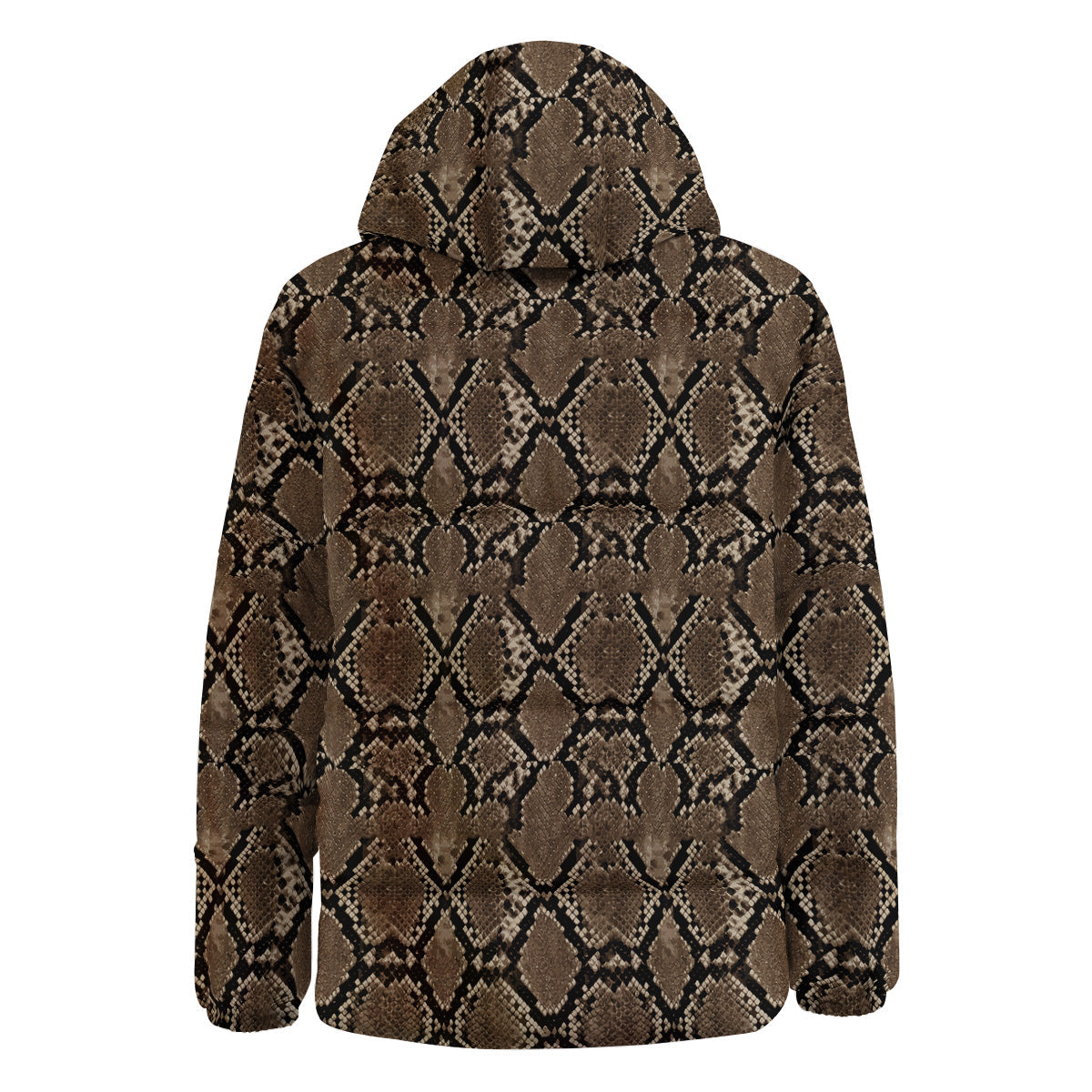Snakeskin Black And Brown Print Down Jacket-grizzshop