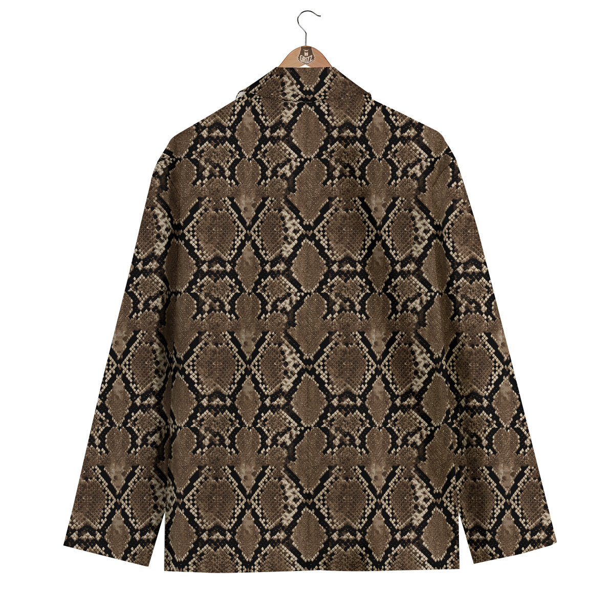 Snakeskin Black And Brown Print Men's Blazer-grizzshop
