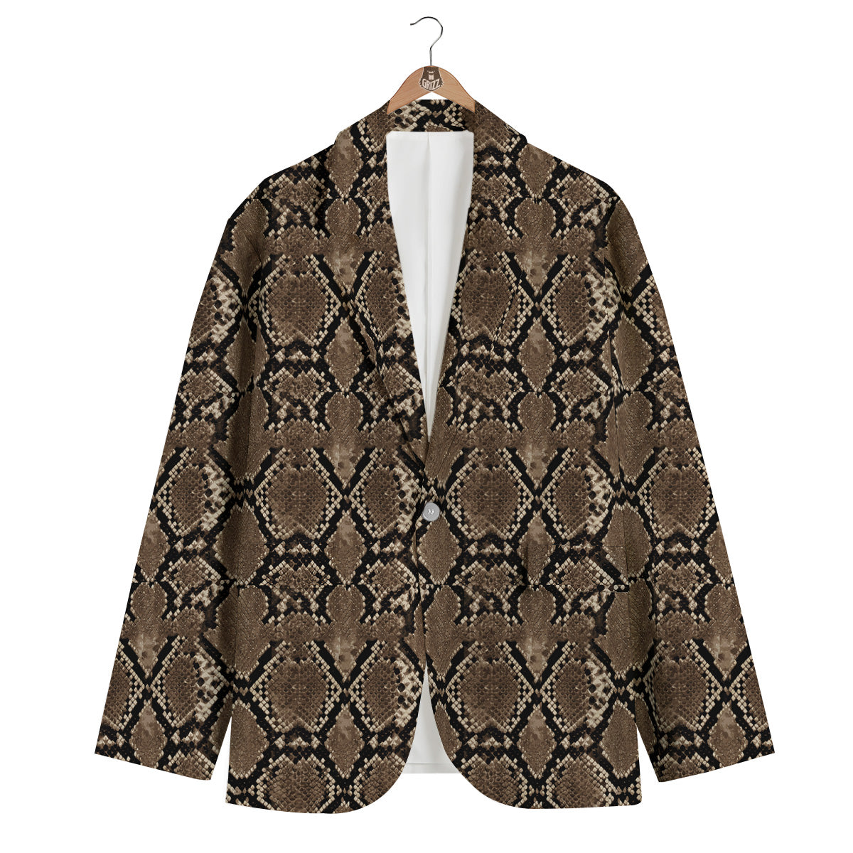 Snakeskin Black And Brown Print Men's Blazer-grizzshop
