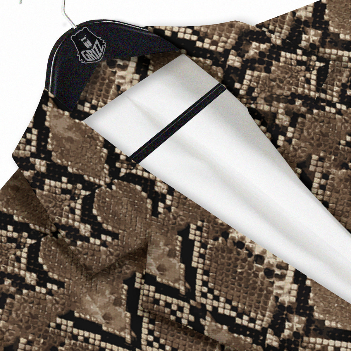 Snakeskin Black And Brown Print Men's Sport Coat-grizzshop