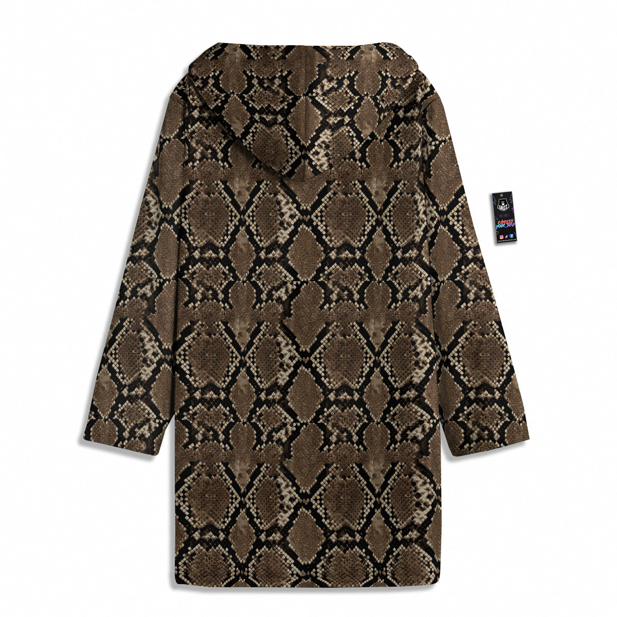 Snakeskin Black And Brown Print Men's Windbreaker Jacket-grizzshop