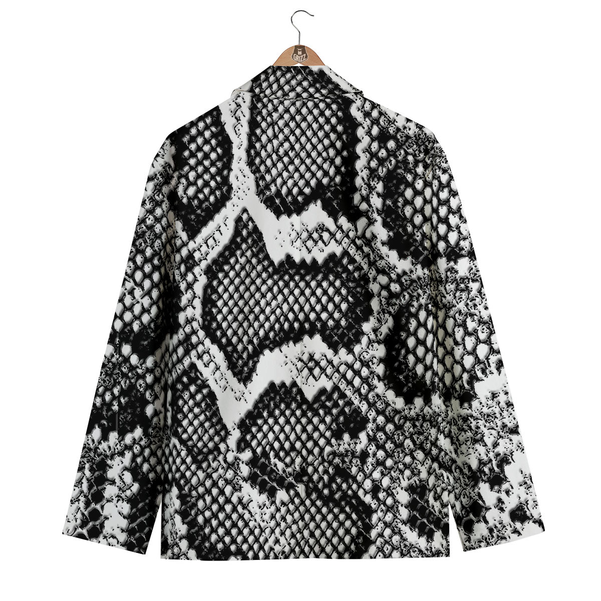 Snakeskin Black And Grey Print Men's Blazer-grizzshop