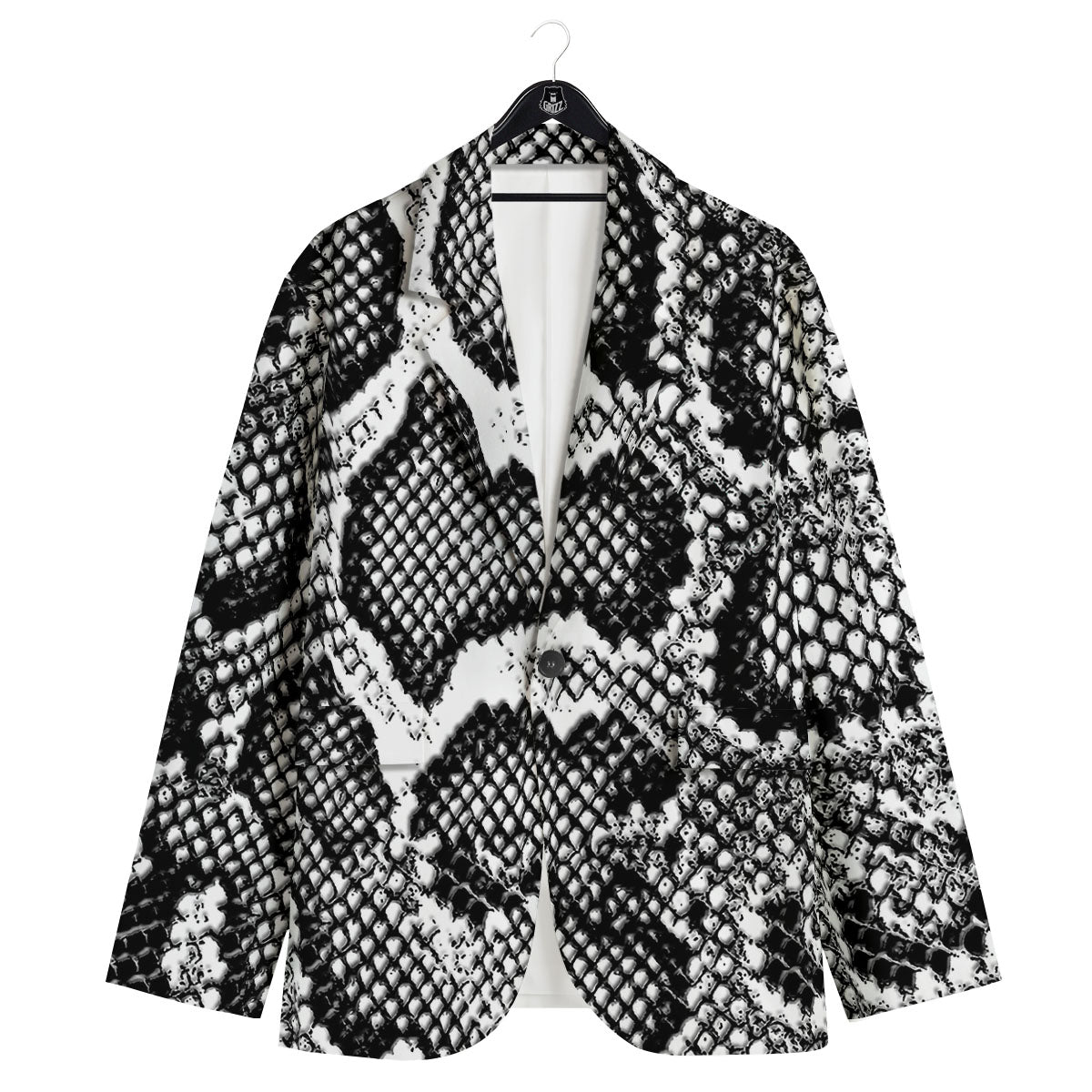 Snakeskin Black And Grey Print Men's Sport Coat-grizzshop