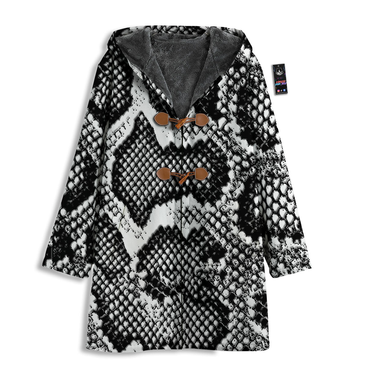 Snakeskin Black And Grey Print Men's Windbreaker Jacket-grizzshop