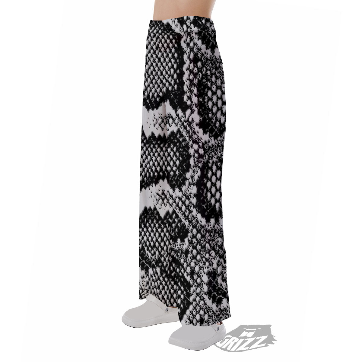 Snakeskin Black And Grey Print Pajama Pants-grizzshop