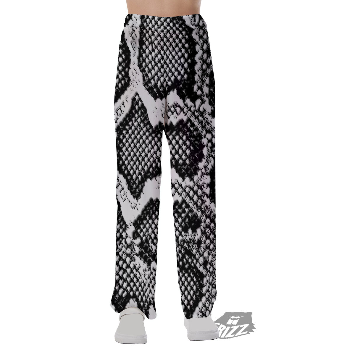 Snakeskin Black And Grey Print Pajama Pants-grizzshop