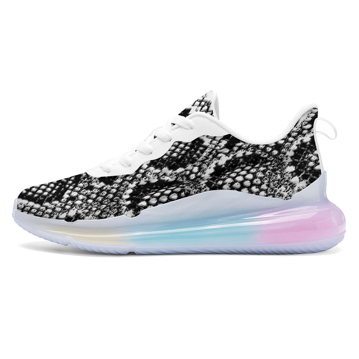 Snakeskin Black And Grey Print Running Sneakers-grizzshop