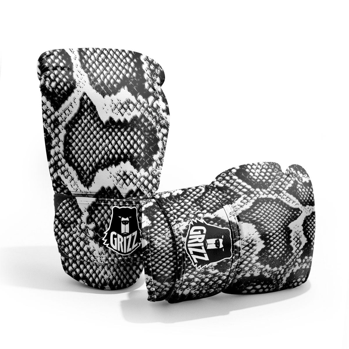 Snakeskin Black And Grey Print Pro Boxing Glove