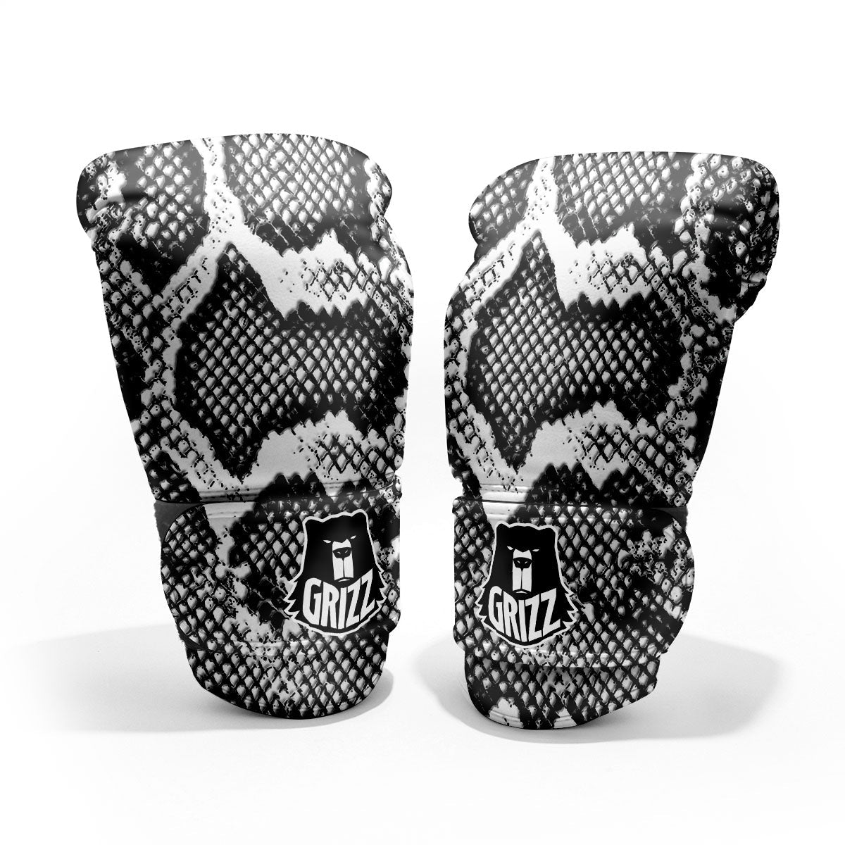 Snakeskin Black And Grey Print Pro Boxing Glove