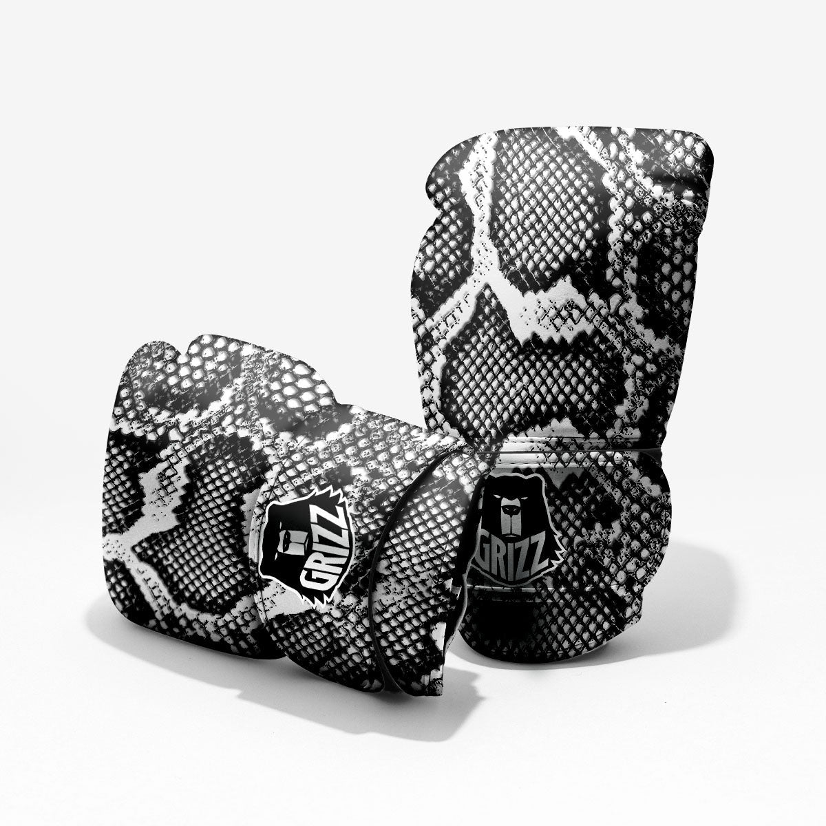 Snakeskin Black And Grey Print Pro Boxing Glove
