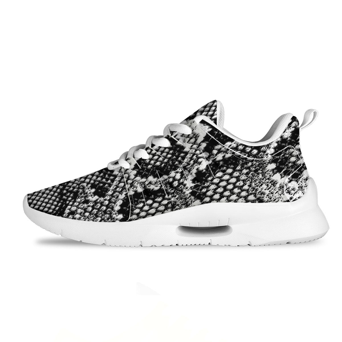 Snakeskin Black And Grey Print Tennis Shoes-grizzshop