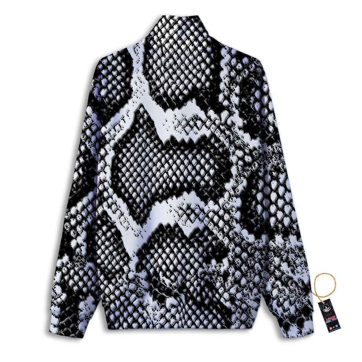 Snakeskin Black And Grey Print Track Jacket-grizzshop