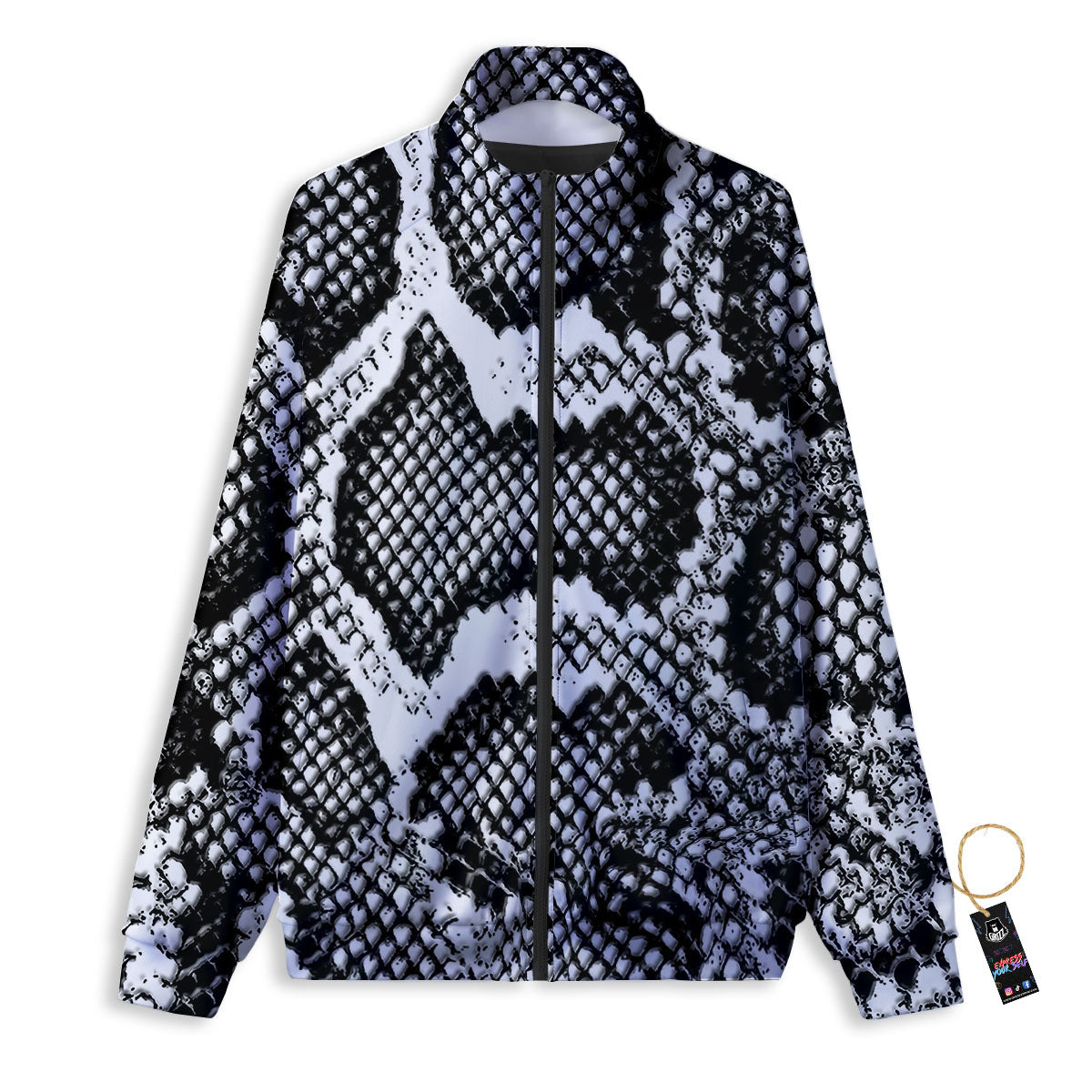 Snakeskin Black And Grey Print Track Jacket-grizzshop
