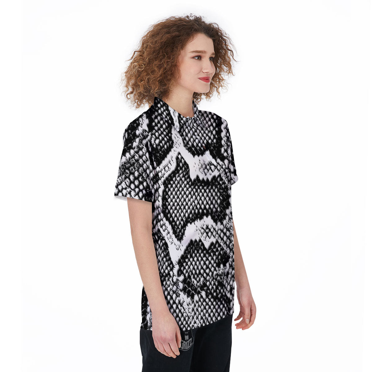 Snakeskin Black And Grey Print Women's Golf Shirts-grizzshop