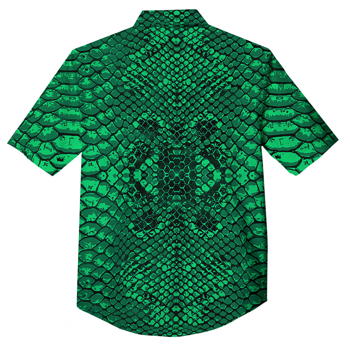 Snakeskin Black And Lime Green Print Button Up Shirt-grizzshop