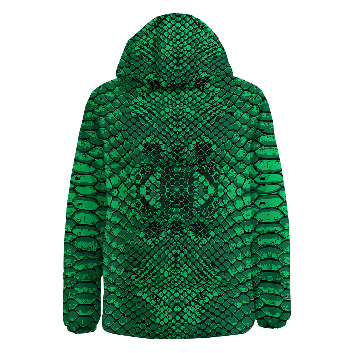 Snakeskin Black And Lime Green Print Down Jacket-grizzshop
