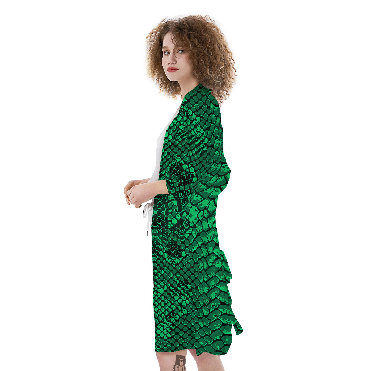 Snakeskin Black And Lime Green Print Kimono-grizzshop