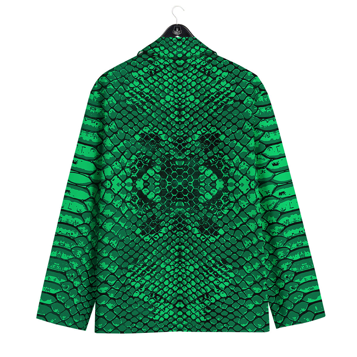 Snakeskin Black And Lime Green Print Men's Sport Coat-grizzshop