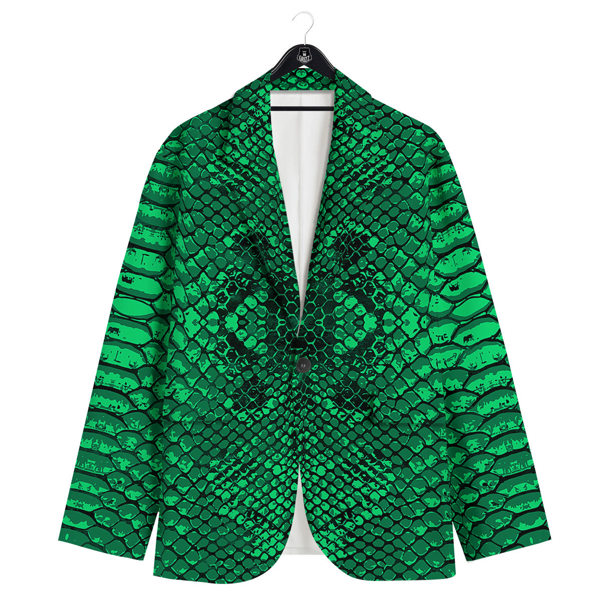 Snakeskin Black And Lime Green Print Men's Sport Coat-grizzshop