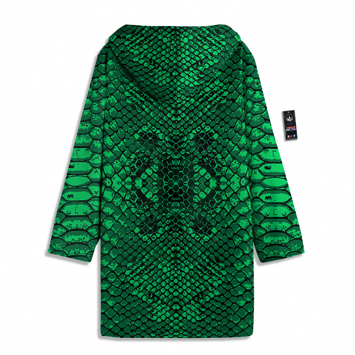 Snakeskin Black And Lime Green Print Men's Windbreaker Jacket-grizzshop