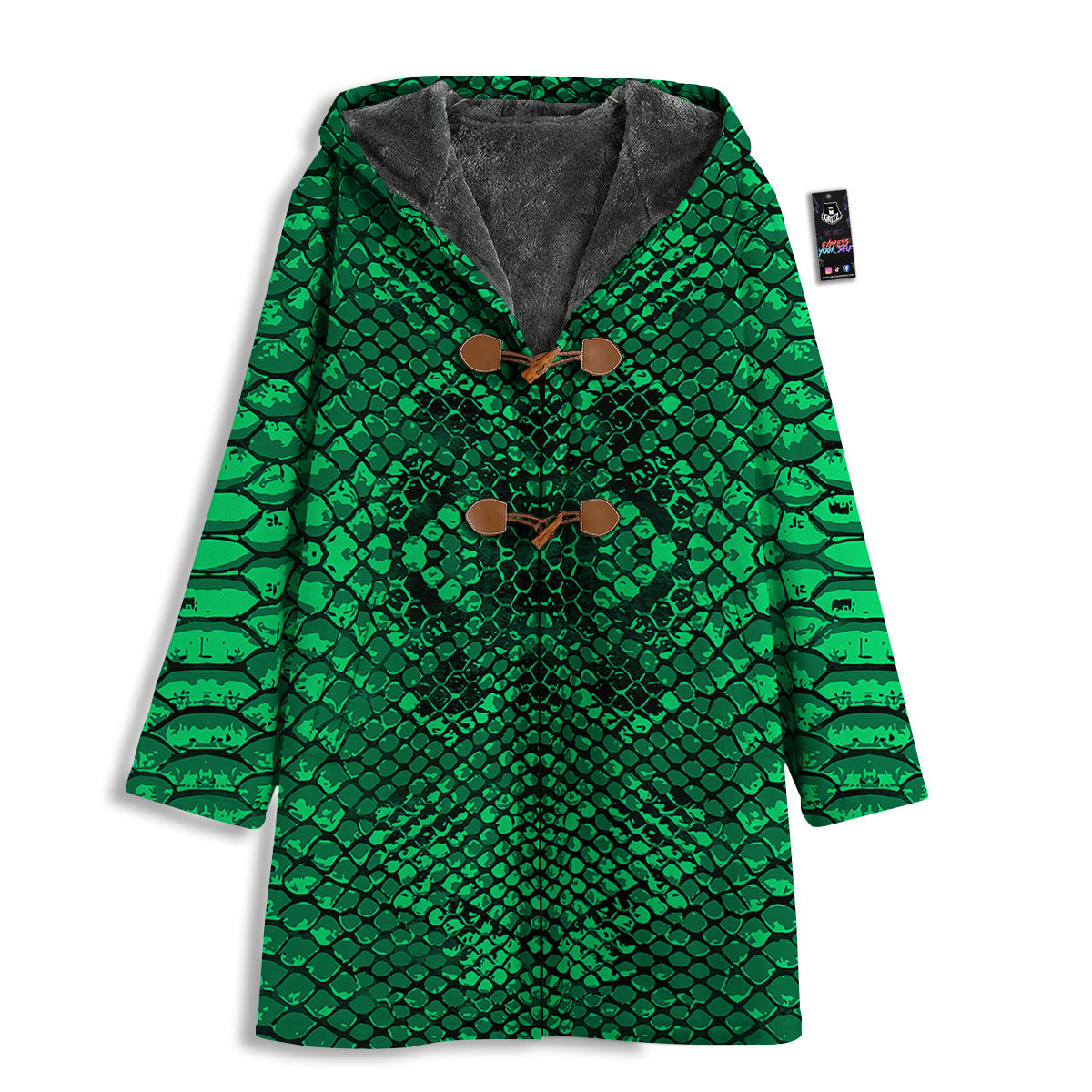 Snakeskin Black And Lime Green Print Men's Windbreaker Jacket-grizzshop