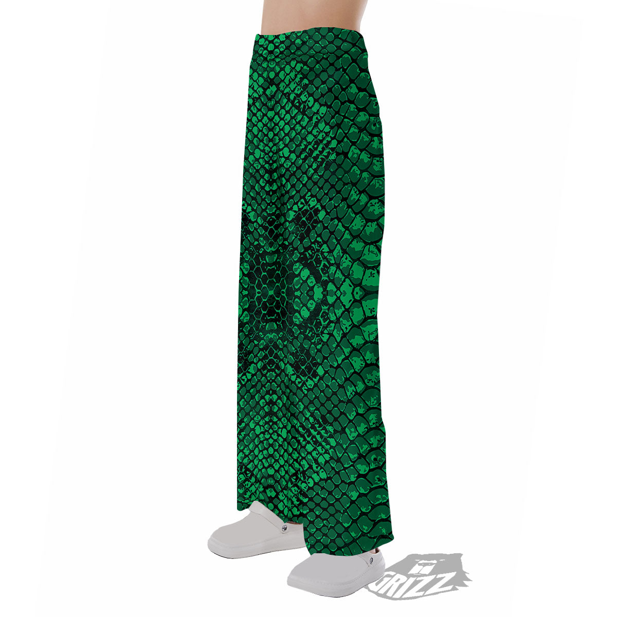 Snakeskin Black And Lime Green Print Pajama Pants-grizzshop