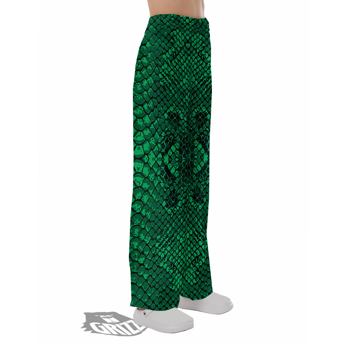 Snakeskin Black And Lime Green Print Pajama Pants-grizzshop