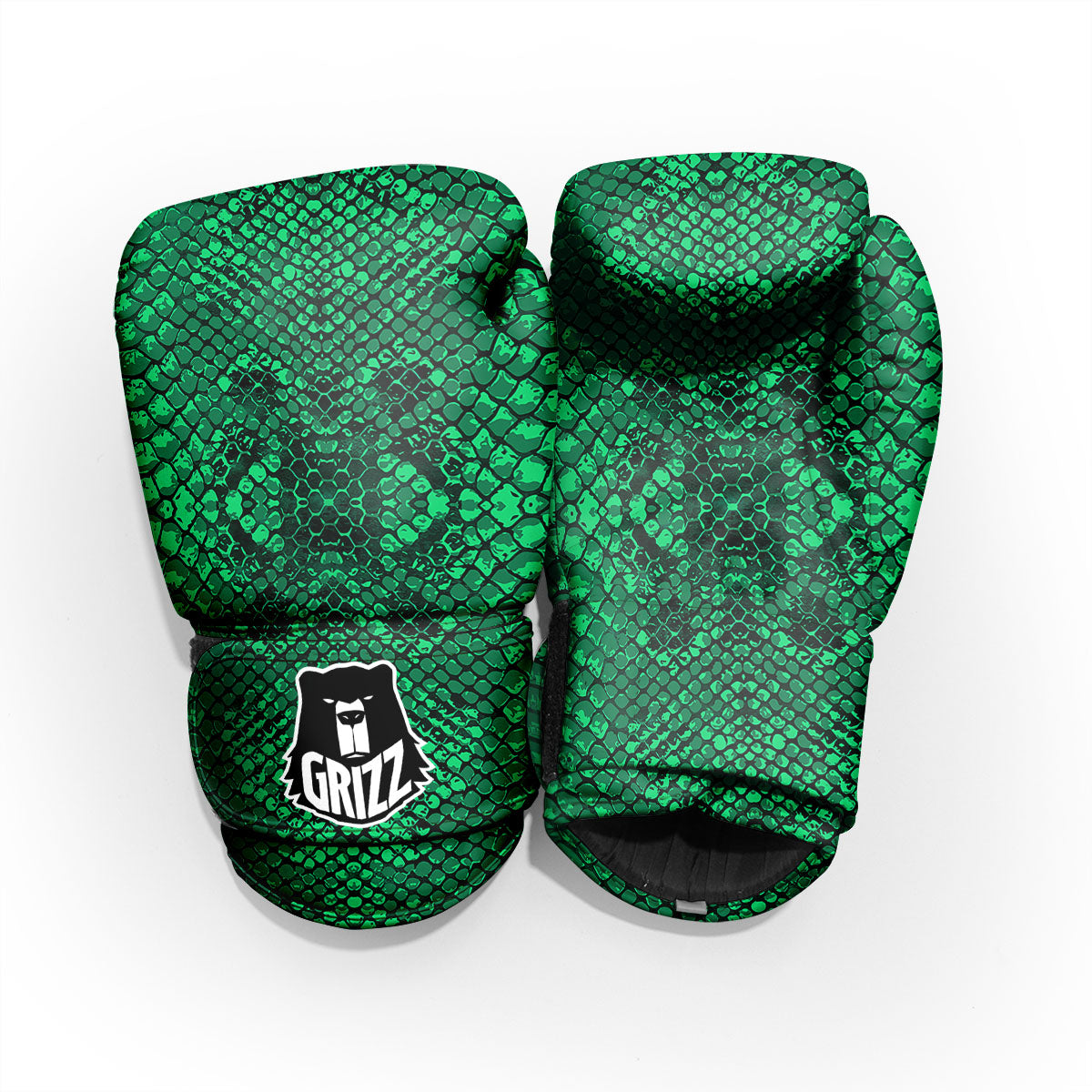 Snakeskin Black And Lime Green Print Pro Boxing Glove