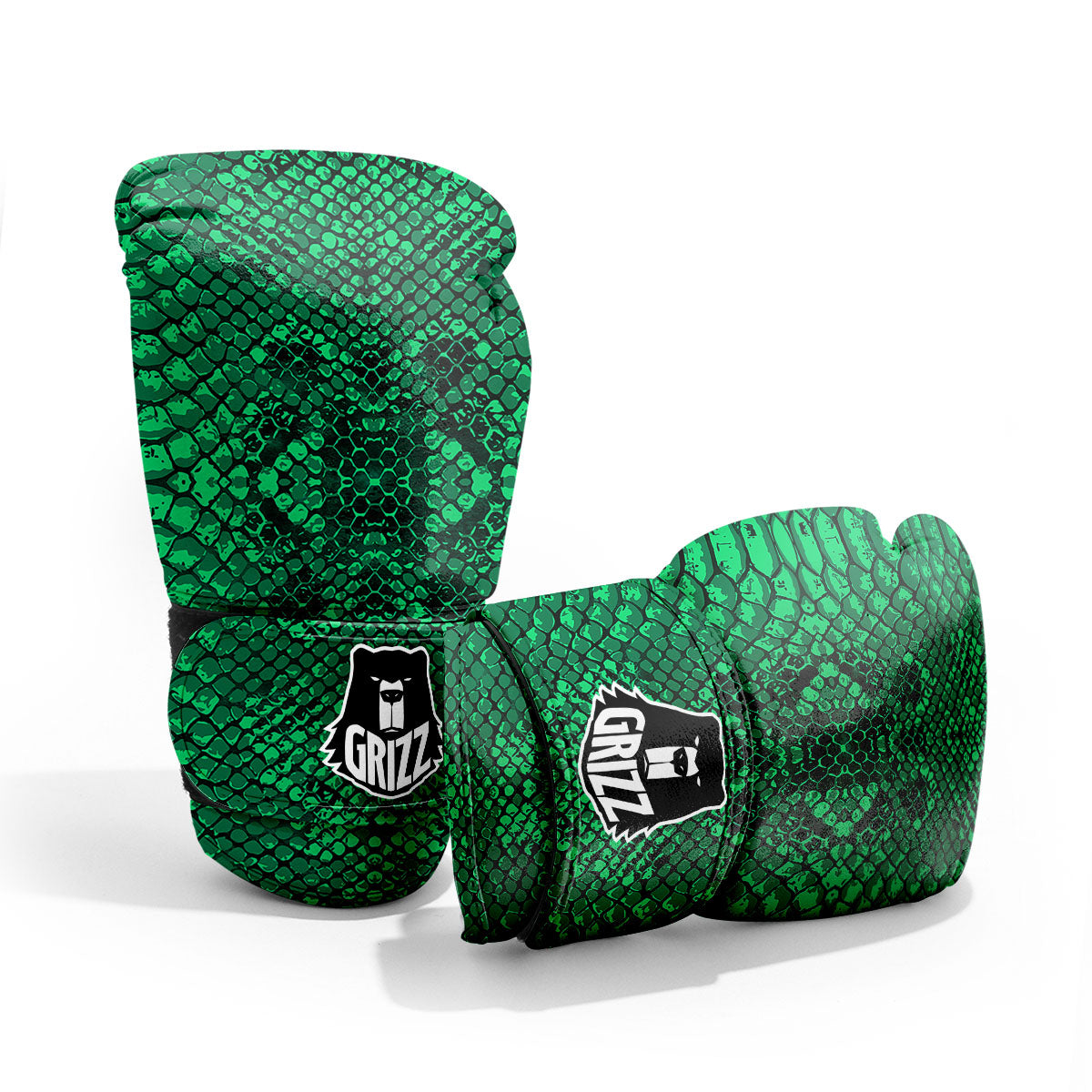 Snakeskin Black And Lime Green Print Pro Boxing Glove