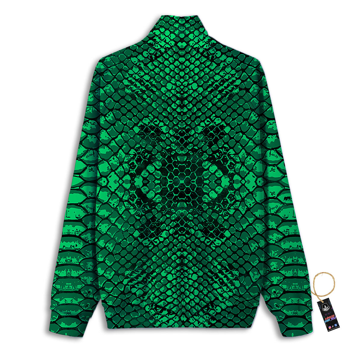 Snakeskin Black And Lime Green Print Track Jacket-grizzshop