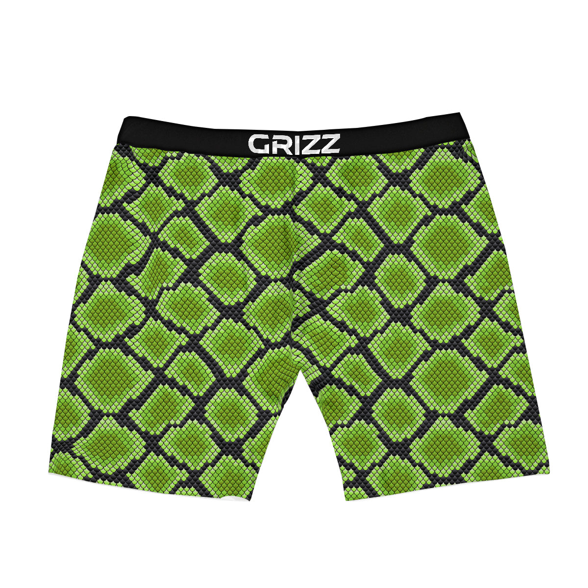 Snakeskin Black And Neon Green Print Boxer Briefs-grizzshop